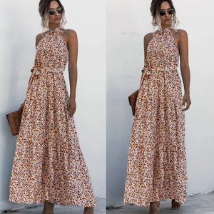 Boho gypsy dot halter maxi dress